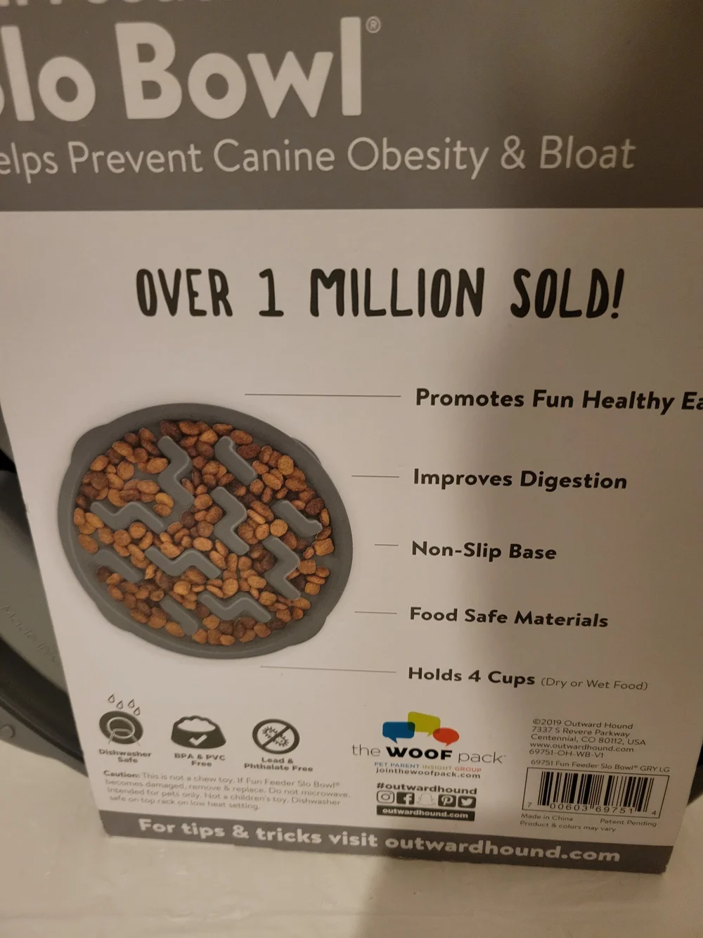 Outward Hound Fun Feeder Slo Bowl - Gray